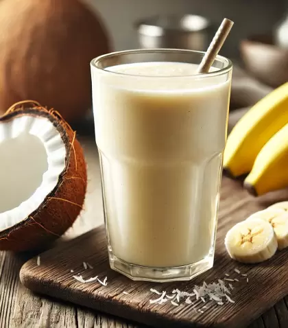 Licuado de coco y banana, una bebida refrescante y f�cil de preparar.
