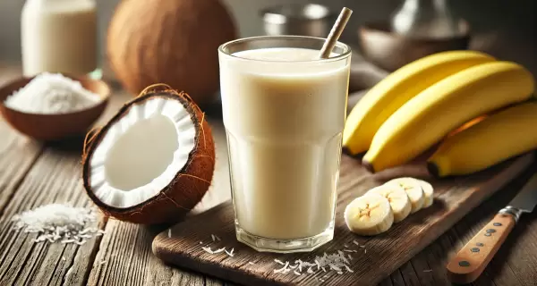 Licuado de coco y banana, una bebida refrescante y f�cil de preparar.