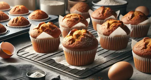 Muffins integrales reci�n horneados, ideales para una merienda saludable.