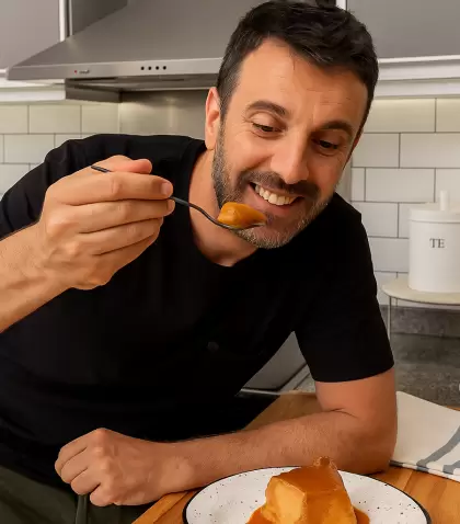 Bud�n de pan en licuadora con caramelo, f�cil de hacer y perfecto para aprovechar sobras.