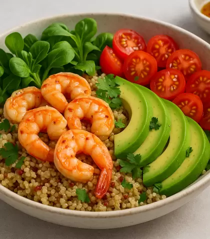 Ensalada de quinoa y gambas