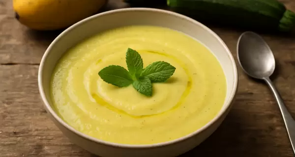 Sopa de calabac�n y mango