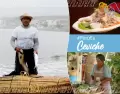 Cebiche peruano servido en plato tradicional con camote y ma�z