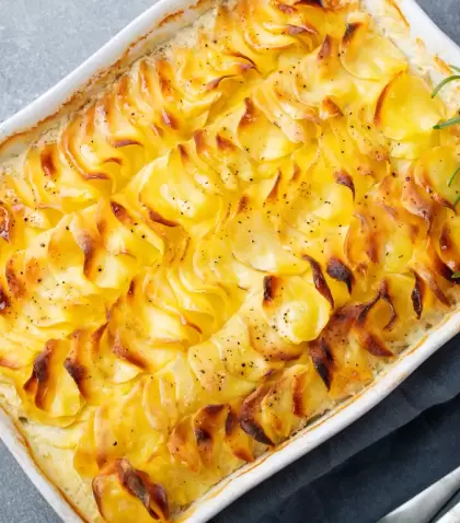 Papas gratinadas con crema y queso