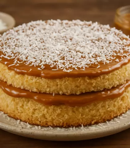 Torta de coco y dulce de leche