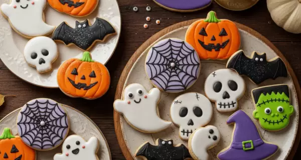 Galletitas decoradas con formas de Halloween, perfectas para cocinar con ni�os.