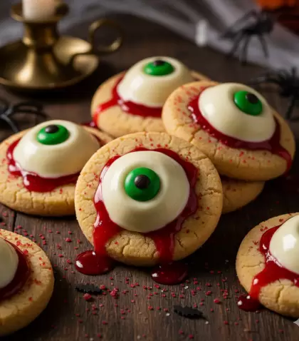 Galletas con forma de ojos sangrientos: una idea f�cil y divertida para tus recetas de Halloween.