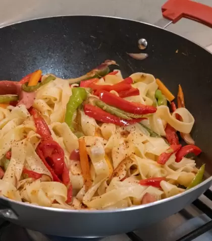 Pasta con vegetales lista en 15 minutos.